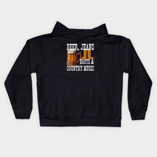 Beer Jeans Boots and Country Music Kids Hoodie